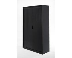 Archiefkast met slot - 120cm breed - Roldeurkast 200x100x45 - 4 legplanken - Zwart (Nederlands Product - BUUR Collectie)