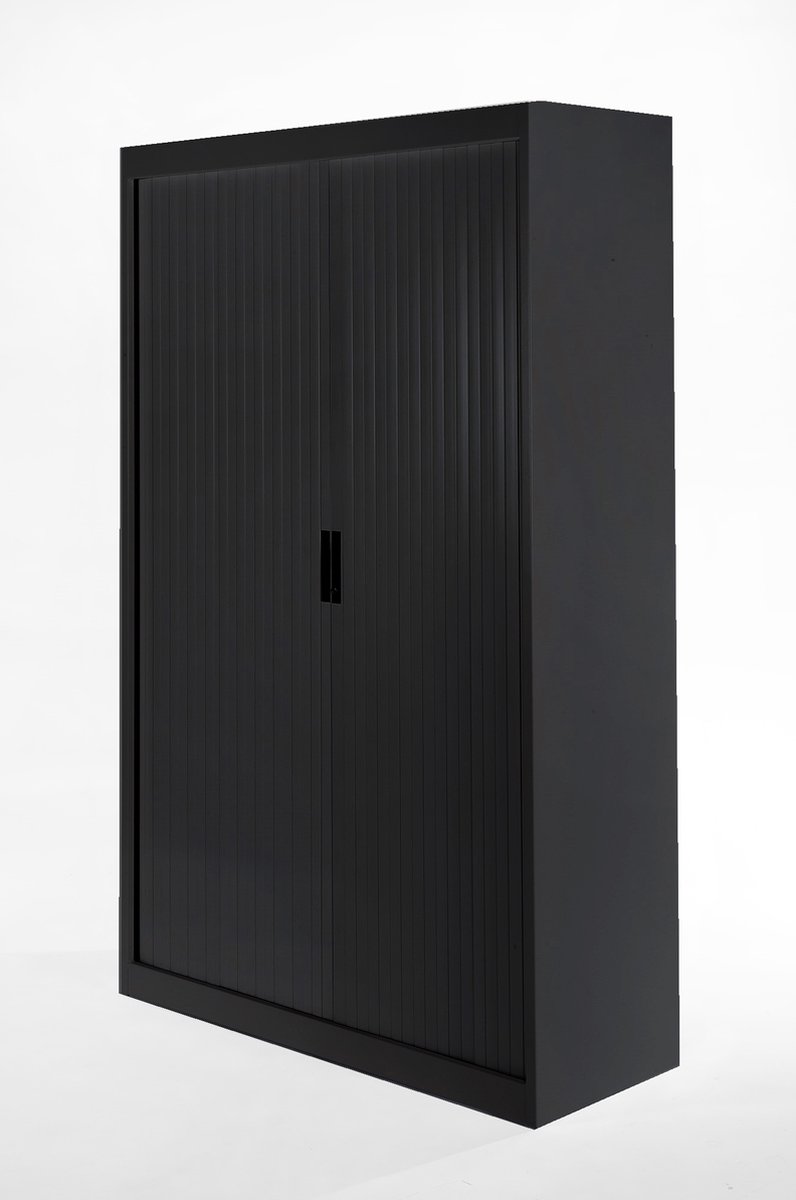 Archiefkast met slot - 120cm breed - Roldeurkast 200x100x45 - 4 legplanken - Zwart (Nederlands Product - BUUR Collectie)