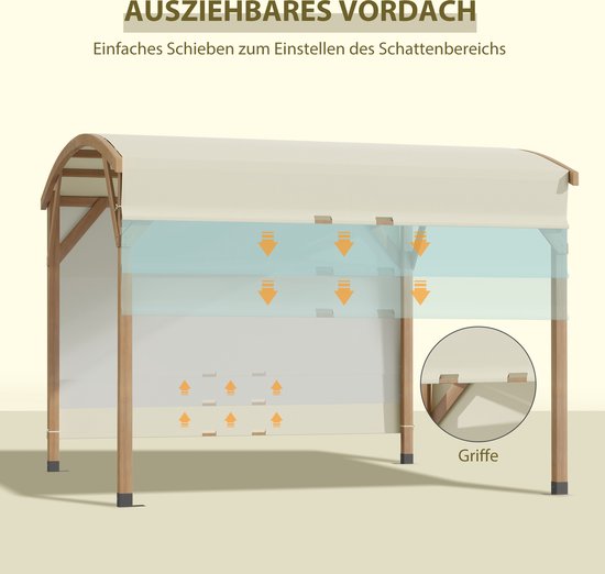 Einziehbares Sonnensegel „Wave“ – Wellenbaldachin Für Terrasse & Garten, Beige, 1,4x5 M
