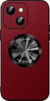 Sulada Soft case Microfiber leer en shockproof en lensbeschermer met magnetische ring voor de iPhone 13 Rood