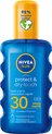 NIVEA SUN Protect & Dry Touch Transparante Zonnebrand Spray - SPF 30 - Zonnespray - Waterbestendig - Geen witte strepen - 200 ml
