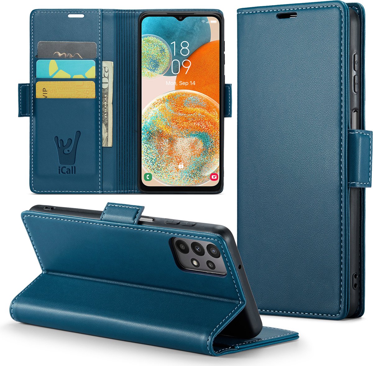 Hoesje geschikt voor Samsung Galaxy A23 - HyperCase Book Cover Kunstleer Blauw