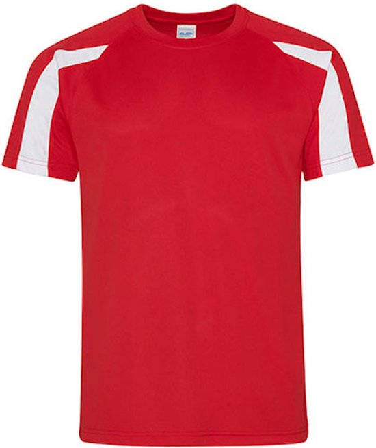 Vegan T-shirt 'Contrast' met korte mouwen Red/White - XL