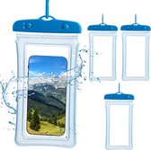 Relaxdays waterdicht telefoonhoesje - set van 4 - gsm zakje - mobieltjes tot 6,7" - blauw