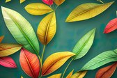 Fotobehang Tropical Trees And Leaves For Digital Printing Wallpaper, Custom Design Wallpaper 3D - Vliesbehang - 450 x 300 cm