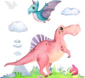 Fotobehang Aquarel Dinosaurussen - Vliesbehang - 405 x 270 cm