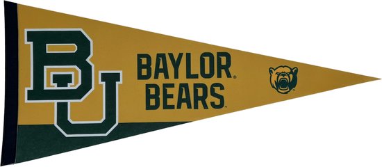 Foto: Baylor university university of baylor baylor uni ncaa vaantje american football sportvaantje wimpel vlag pennant ivy league amerika 31 x 72 cm cadeau sport cadeau uni baylor bears logo baylor bears bears football geel