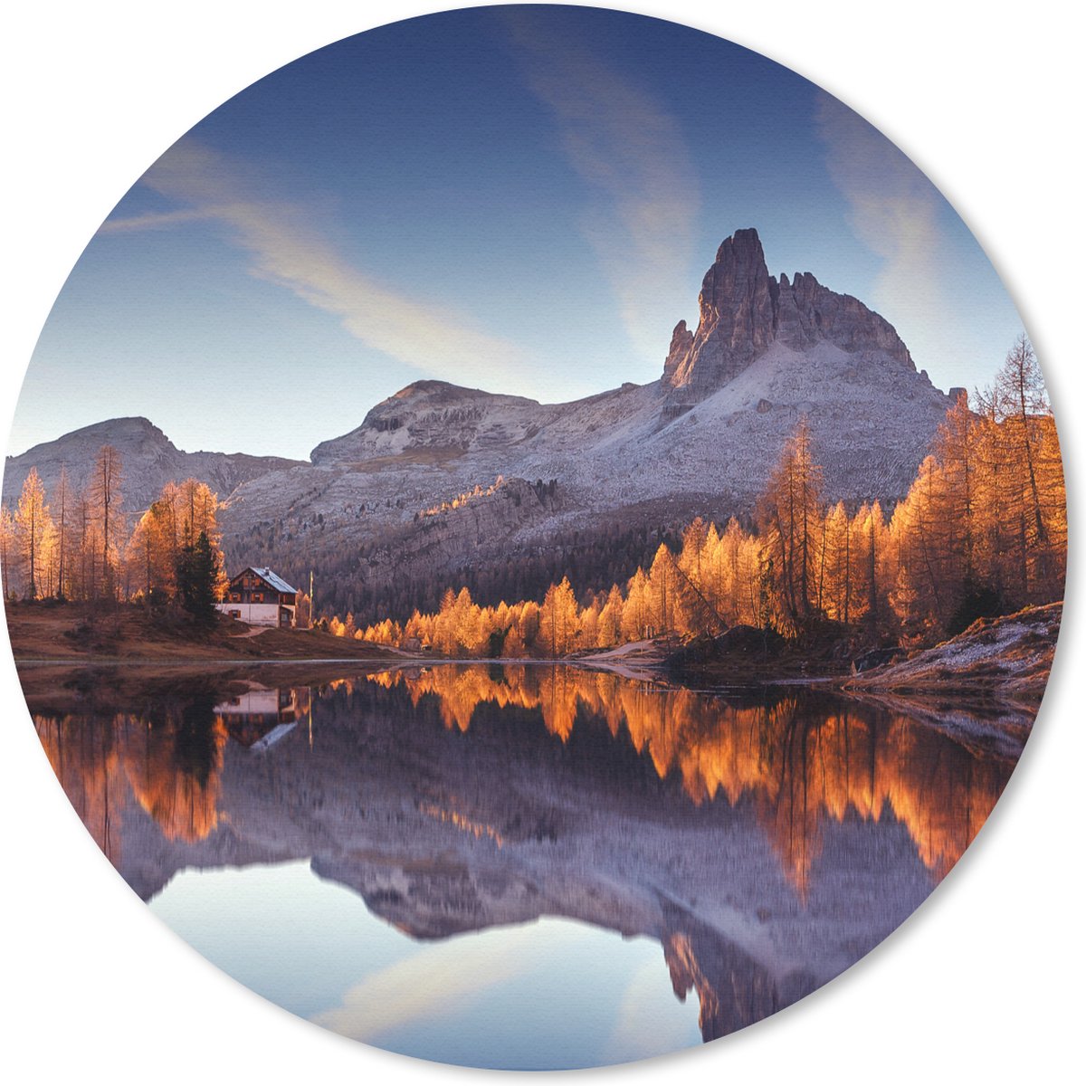 Muismat rond 30x30 cm - Mousepad Bergen - Bomen - Herfst - Meer - Natuur - Ronde muismatten