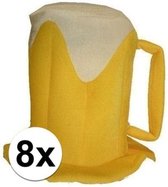 Oktoberfest 8x Bierpul hoeden met schuimkraag - Oktoberfest/Bierfeest/Carnaval verkleed accessoire