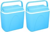 2x Voordelige blauwe koelbox - 24 liter - 38 x 26 x 39 cm - koelboxen