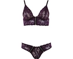 Cottelli Collection – Spannende Wetlook Kanten Afwerking String Body voor de Perfecte Date met Happy End – Maat M – Zwart