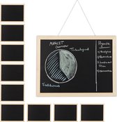 Relaxdays 10x krijtbord met houten lijst - memobord - memoboard voor aan de muur - zwart