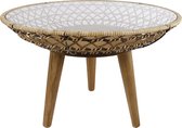 Home Society - Bijzet tafel - Naturel riet 58x58x48cm - met glasplaat