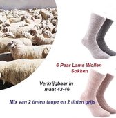 6 paar Lams Wollen Sokken Maat 43/45 in Zwart Kleur