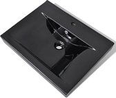 vidaXL Lavabo de luxe avec trou pour robinet céramique rectangulaire noire 60x46 cm