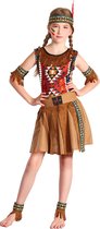 LUCIDA - Bruine en kleurrijke indiaan outfit met hoofdband voor meisjes - M 122/128 (7-9 jaar)