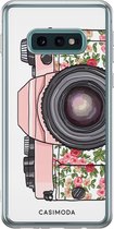 Samsung S10e hoesje siliconen - Hippie camera | Samsung Galaxy S10e case | Roze | TPU backcover transparant