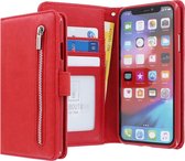 iPhone 11 Pro Bookcase hoesje - CaseBoutique - Effen Rood - Kunstleer - Met Rits Vakje Muntvakje