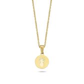 CO88 Collection Sense 8CN 26129 Stalen Collier met Ananas - Lengte 38 + 7 cm - Goudkleurig