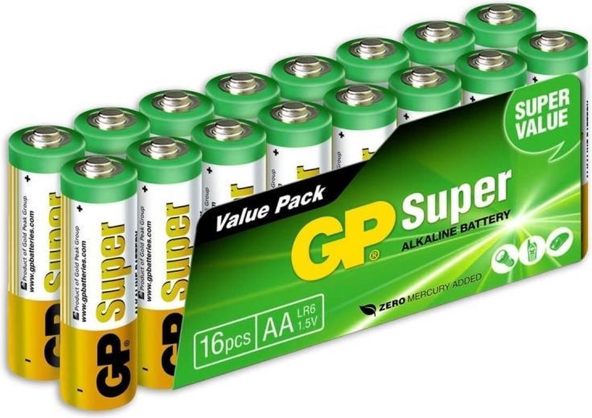 SUPER ALKALINE AA-BATTERIJEN 16PK