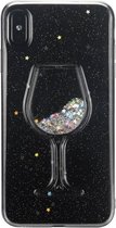 GadgetBay Transparant Glitter Wijnglas Hoesje iPhone XS Max - Glitter