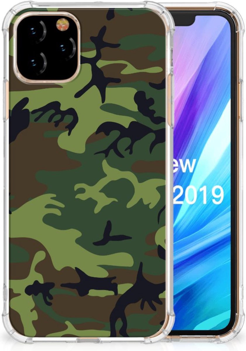 Apple iPhone 11 Pro Doorzichtige Silicone Hoesje Army Dark