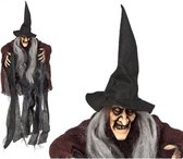 Halloween Horror heks feest hangdecoratie pop 50 cm - Halloween heksen hangversiering