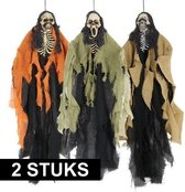 Halloween - 2x Horror skeletten hangdecoratie figuren van 60 cm - Halloween skelet versiering feestartikelen