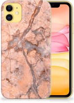 TPU Siliconen Hoesje Geschikt voor iPhone 11 Marmer Oranje