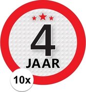 10x 4 Jaar leeftijd stickers rond 9 cm - 4 jaar verjaardag/jubileum versiering