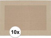 10x Placemats beige/bruin geweven/gevlochten met rand 45 x 30 cm - Bruine placemats/onderleggers tafeldecoratie - Tafel dekken