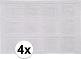 4x Placemats wit geweven/gevlochten 45 x 30 cm - Witte placemats/onderleggers tafeldecoratie - Tafel dekken