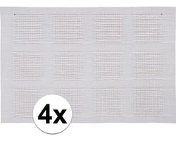 4x Placemats wit geweven/gevlochten 45 x 30 cm - Witte placemats/onderleggers tafeldecoratie - Tafel dekken