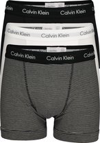 Calvin Klein trunks (3-pack) - heren boxers normale lengte - zwart - wit en gestreept -  Maat: S