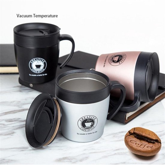 Handvat koffie mok RVS Thermos cups vacuüm kolf water fles bussiness  draagbare Thermo... | bol.com