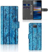Smartphone Hoesje Sony 10 Book Style Case Blauw Wood