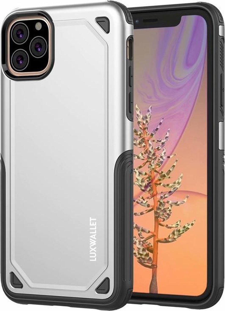 LUXWALLET® iPhone 11 PRO Case - Desert Armor Drop Proof Hoes - Metallic Silver