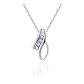 Jewels Inc. - Hanger incl. Ketting - Fantasie gezet met Zirkonia - 18mm x 10mm - Lengte 42+3cm - Gerhodineerd Zilver 925