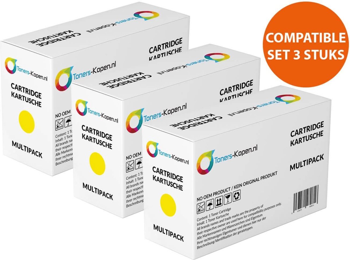HP 412X CF412X Set 3-pack Geel 15000pag - Huismerk Tonercartridge - Color LaserJet Pro M377dw M452dn M452dw M452nw M477 - toner HP Color LaserJet Pro M377dw M452dn - CF412X compatible CF412X alternatief