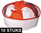 10x Rode matrozen hoedje - matrozen petten - Matroos/zeeman marine thema verkleed accessoire