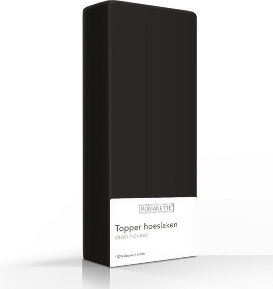 Luxe Katoen Topper Hoeslaken Zwart | 120x200 | Ademend En Verkoelend | Uitstekende pasvorm