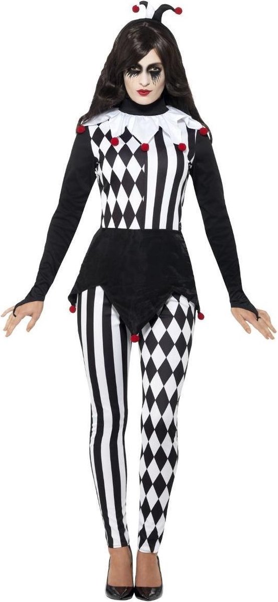 Smiffys - Female Jester Kostuum - M - Zwart
