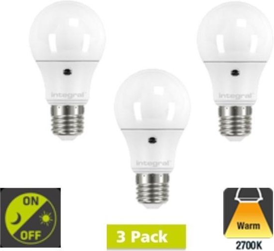 3 Pack - E27 Day/Night Auto Sensor LED Lamp, 2700K, 8,5W, 806 Lumen, non  dimmable | bol.com