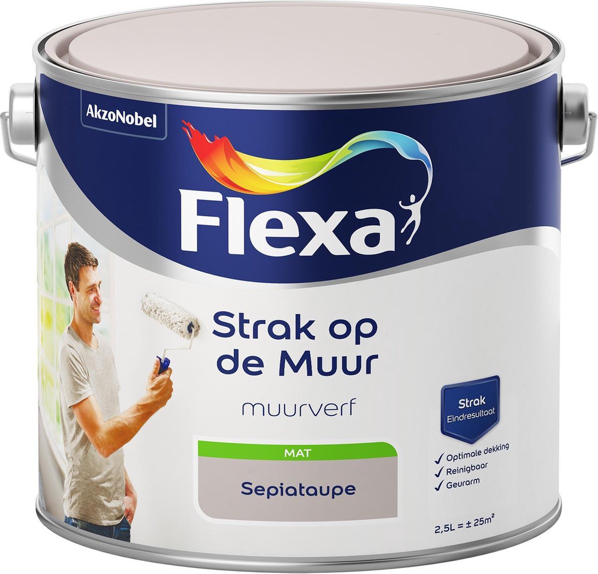 Flexa Strak op de Muur - Watergedragen - Mat - sepiataupe - 2,5 liter