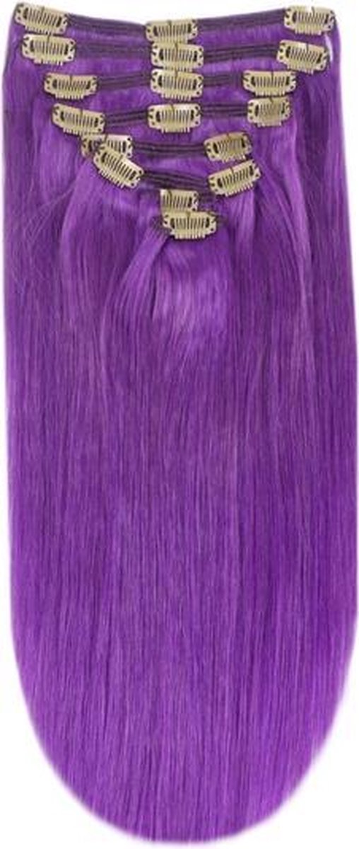 Remy Human Hair extensions straight 16 - purple