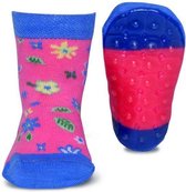 Antislip sokken roze met bloemetjes-27/28