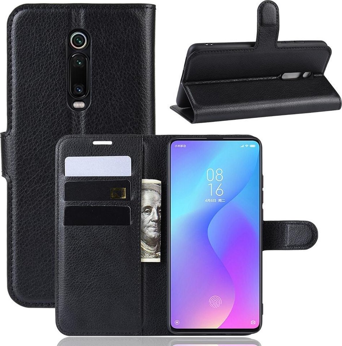 Book Case - Geschikt voor Xiaomi Mi 9T / Mi 9T Pro Hoesje - Zwart