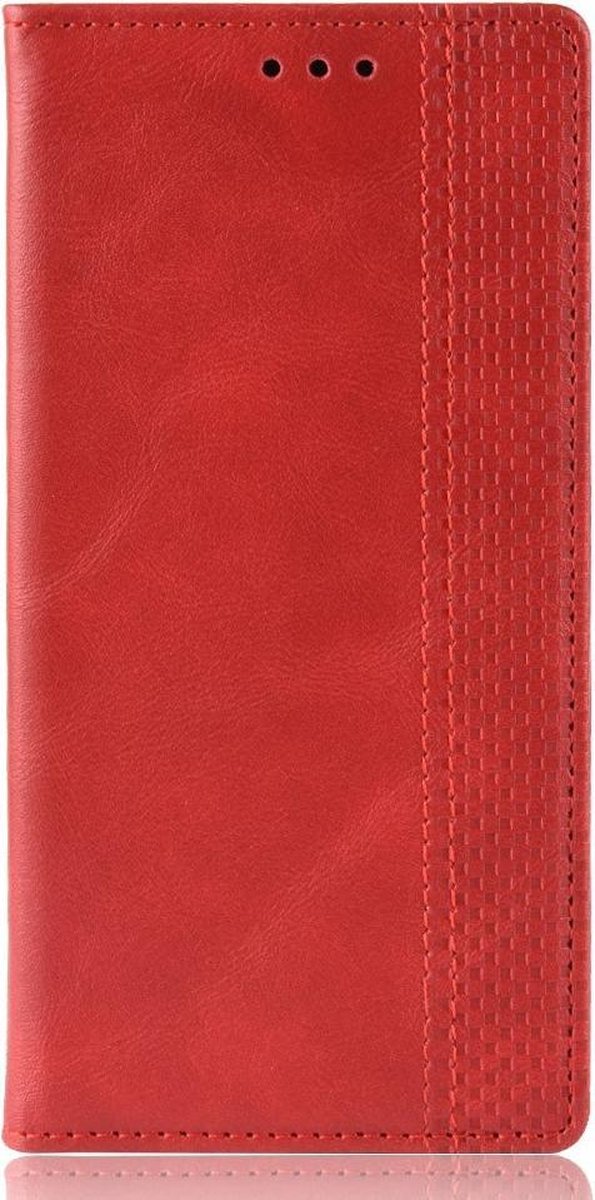 Vintage Book Case - Geschikt voor Motorola One Zoom Hoesje - Rood