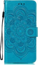 Motorola One Zoom Hoesje - Bloemen Book Case - Blauw