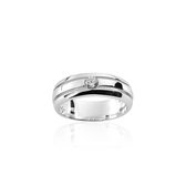 Jewels Inc. - Ring - Gezet met Zirkonia Steen - 6mm Breed - Maat 60 - Gerhodineerd Zilver 925